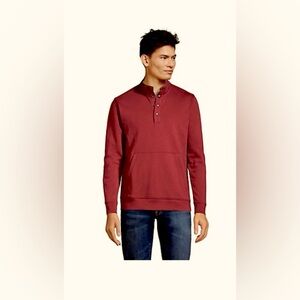 LANDSEND Mens Serious Sweats Snap Neck Mock, Kangaroo Pocket